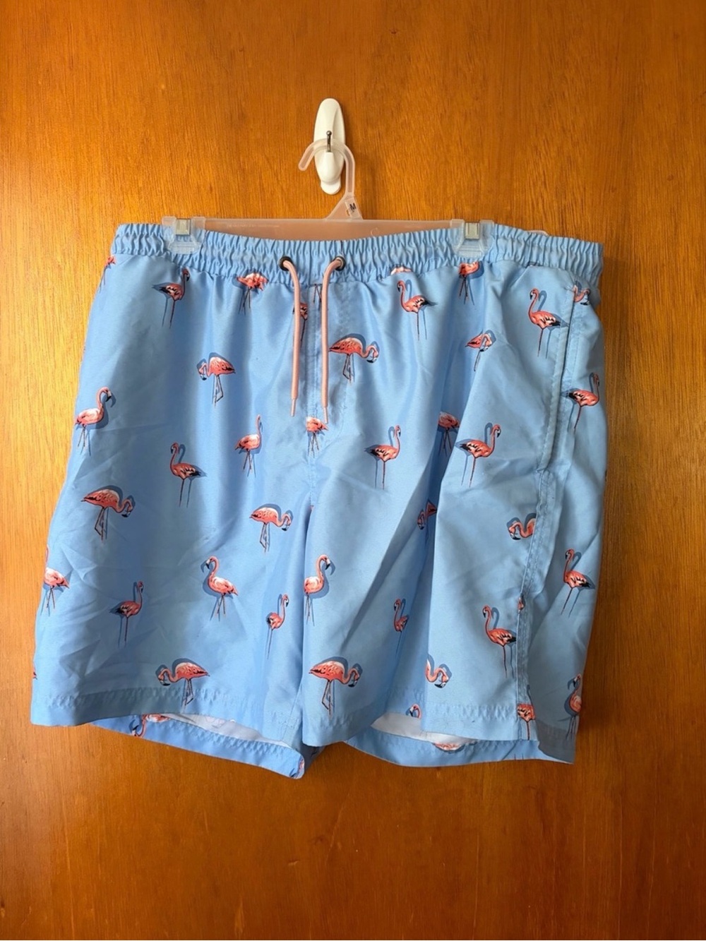 Club Room Light Blue Swim Trunks with Pink Flamingo Print